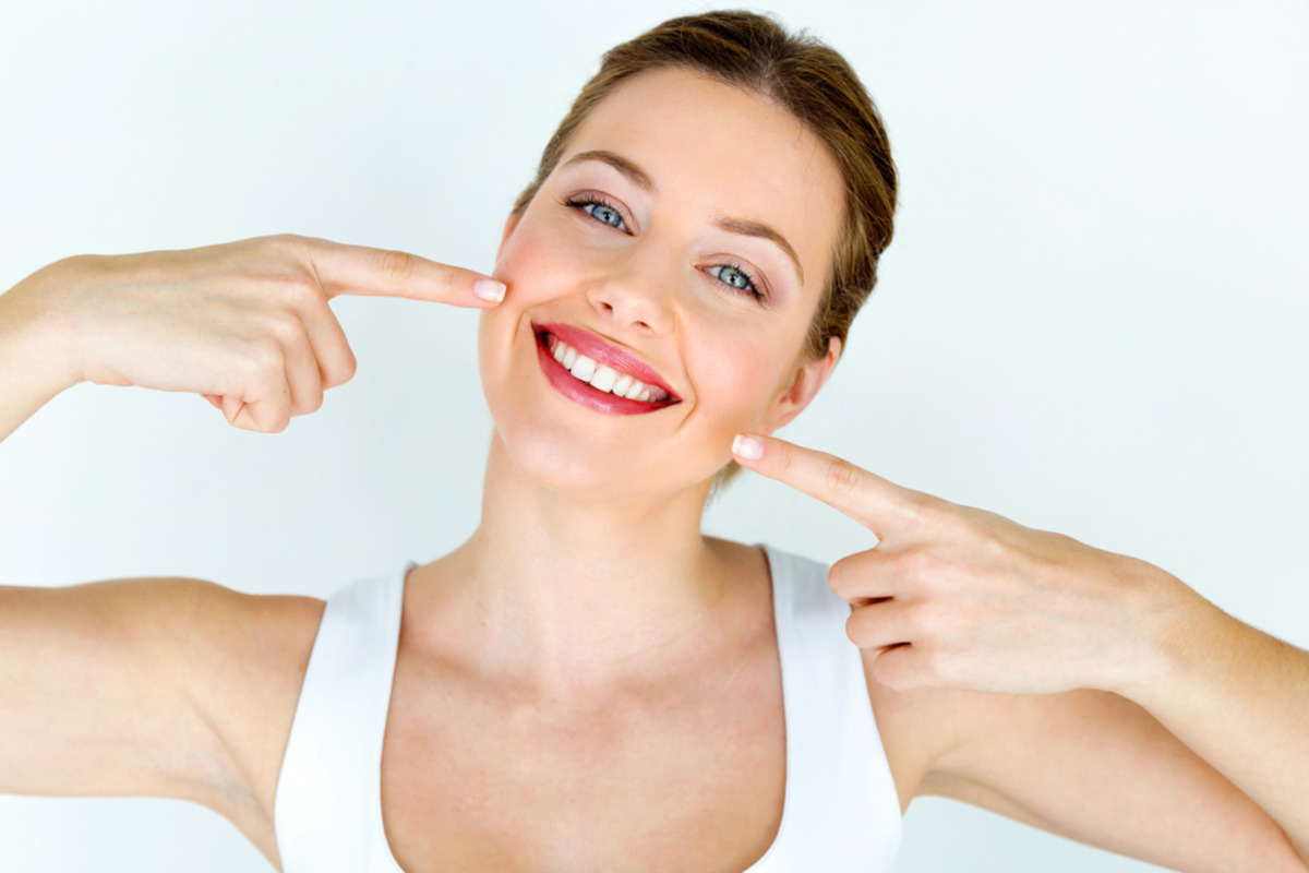 Woman showing bright white smile
